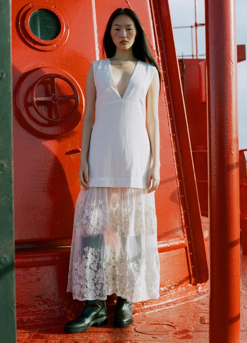 Sea New York Arielle V-Neck Dress Cream