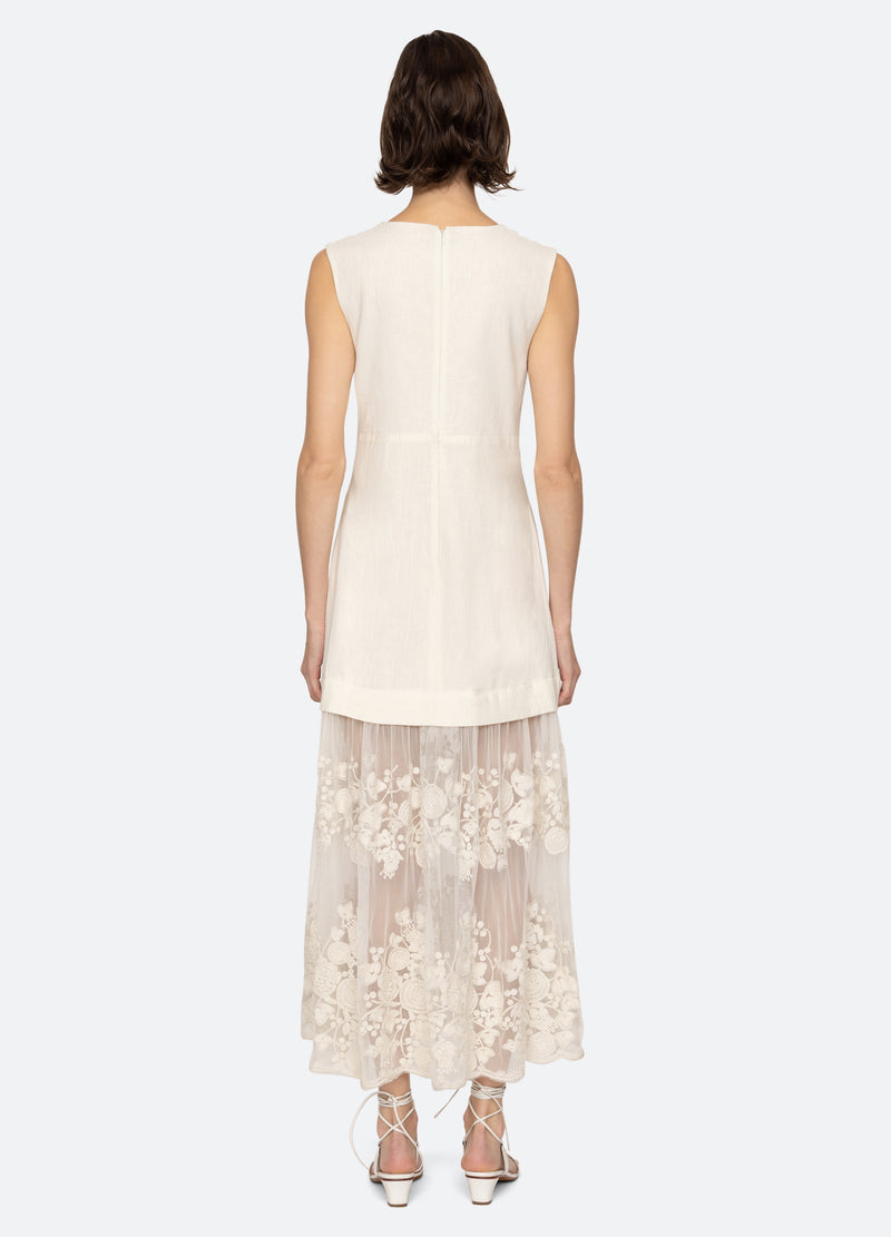 Sea New York Arielle V-Neck Dress Cream