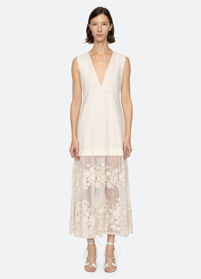 sea new york Arielle V-Neck Dress Cream