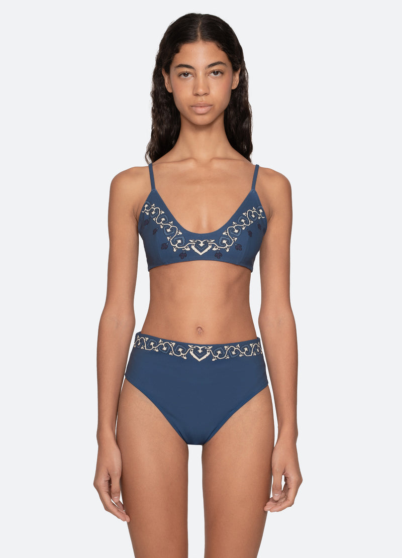 Sea New York Blaise Bikini Top Navy