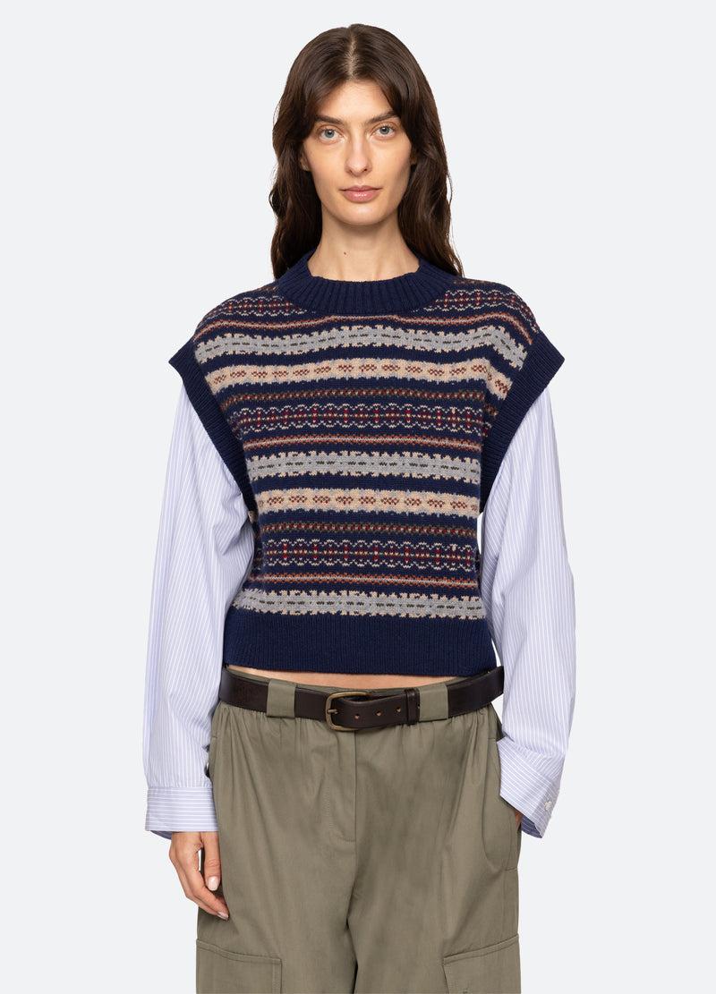 sea new york Ciara Combo Top Navy