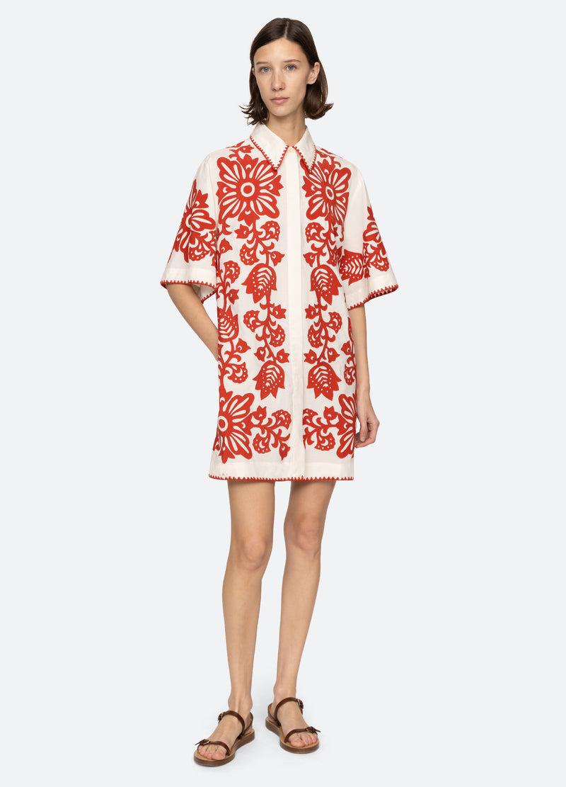 Sea New York Liliana Shirt Dress Red