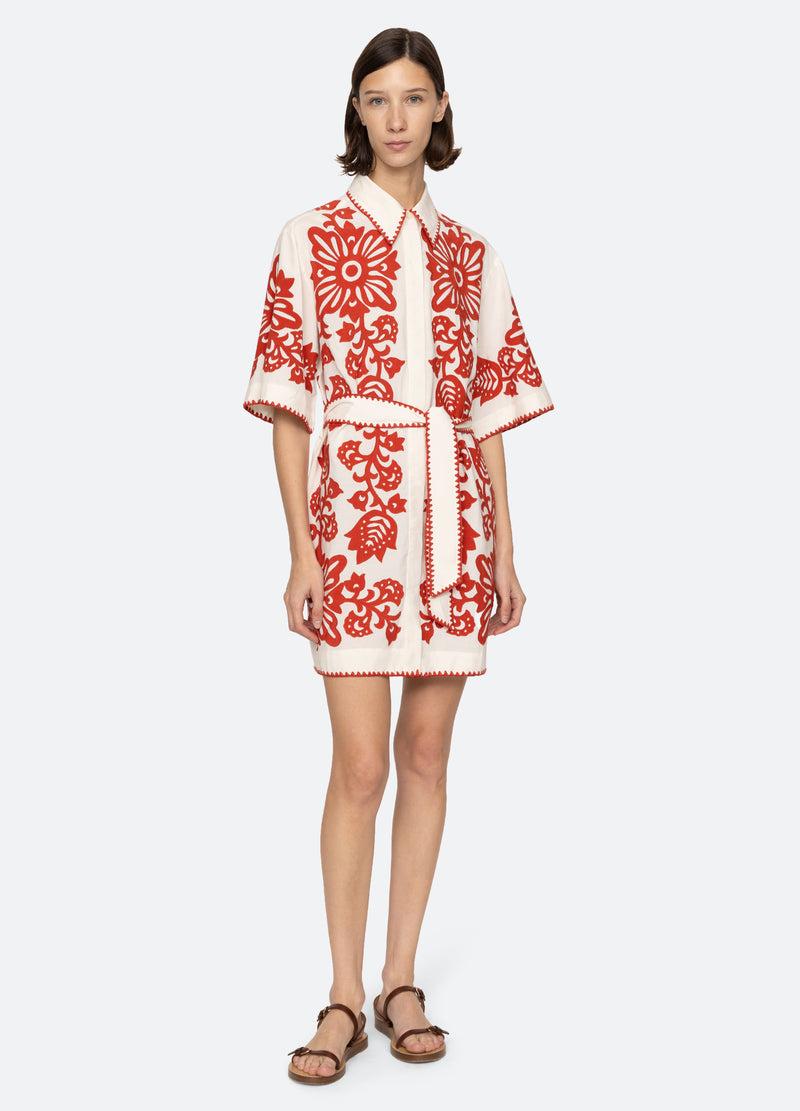 sea new york Liliana Shirt Dress Red
