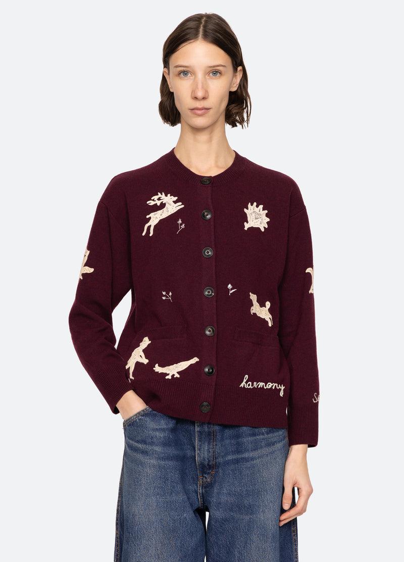 Sea New York Mika Cardigan Burgundy