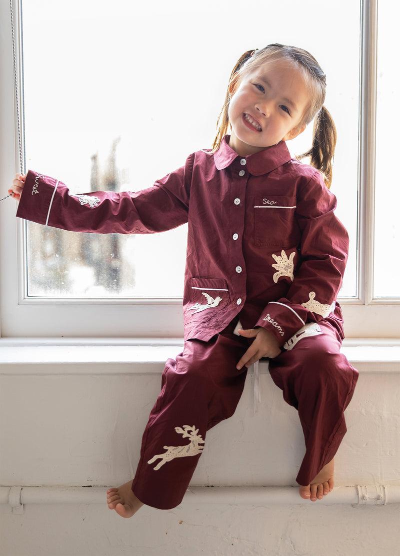 sea new york Mika Kids PJ Set Burgundy