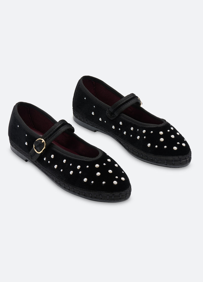 sea new york Pearl Mary Jane Flats Black