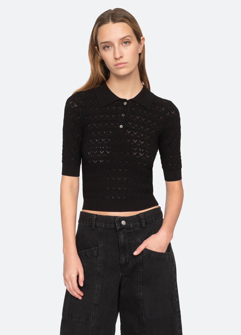 sea new york Rue Polo Sweater Black