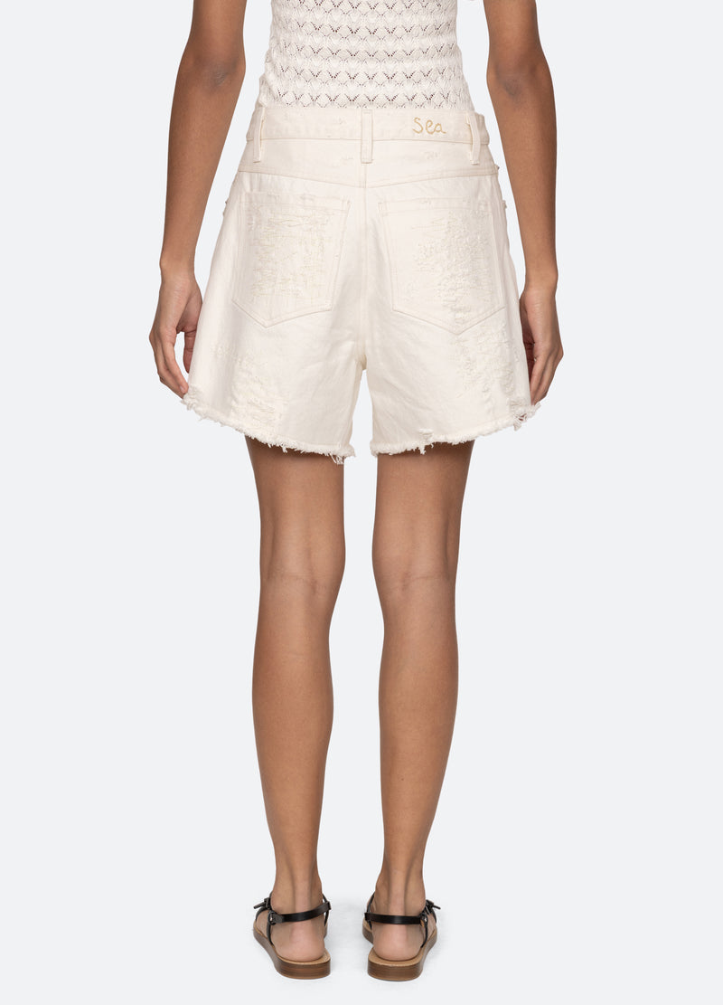 Sea New York Spencer Denim Shorts White