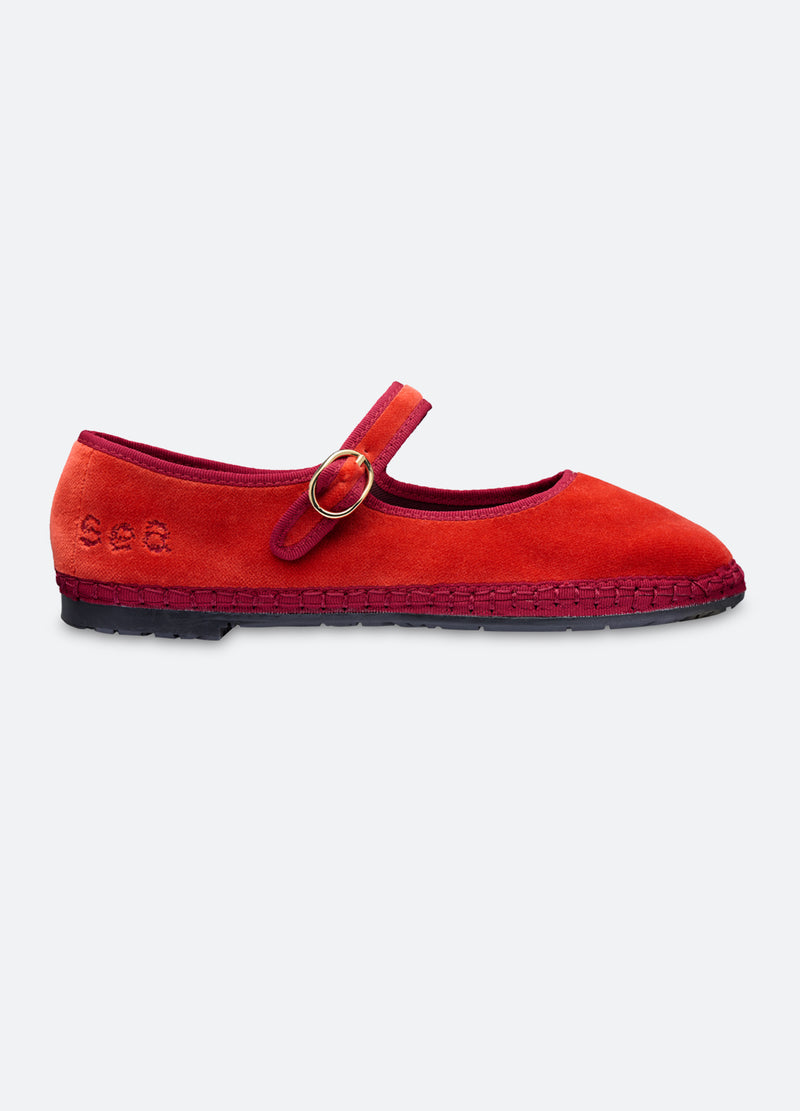 Sea New York Velvet Mary Jane Flats Terracotta
