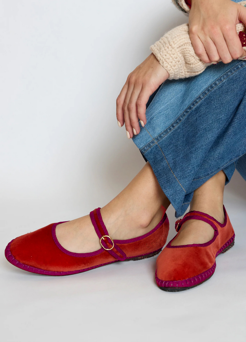 sea new york Velvet Mary Jane Flats Terracotta