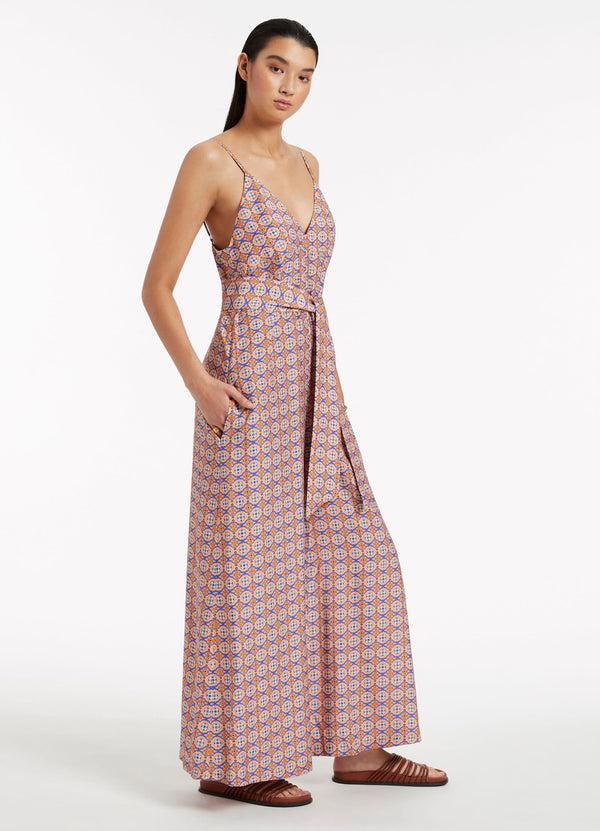 Seafolly Azura Geo V-Neckline Jumpsuit - Retro Orange