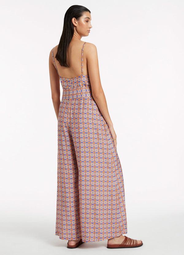 Seafolly Azura Geo V-Neckline Jumpsuit - Retro Orange