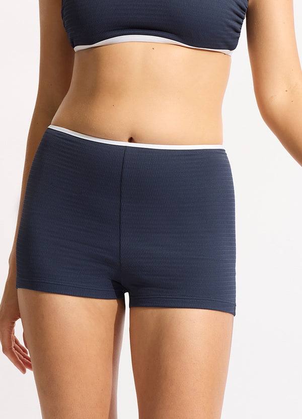 Seafolly Beach Bound Boyleg Bikini Bottom - True Navy