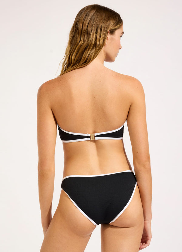 Seafolly Beach Bound Ring Front Bandeau Bikini Top - Black