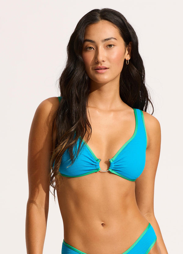 Seafolly Beach Bound Ring Front Tank Bikini Top - Turquoise