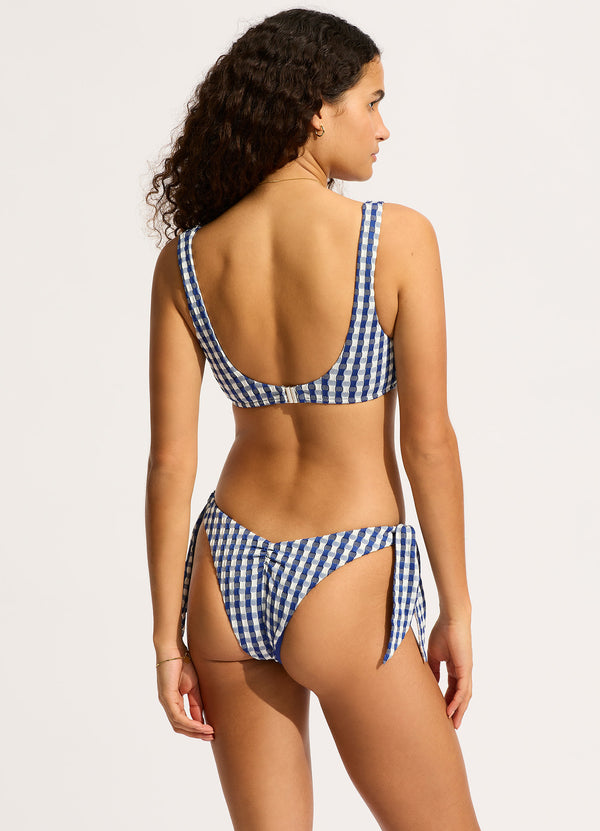 Seafolly Bella Tie Side High Cut Rio Bikini Bottom - Ultramarine
