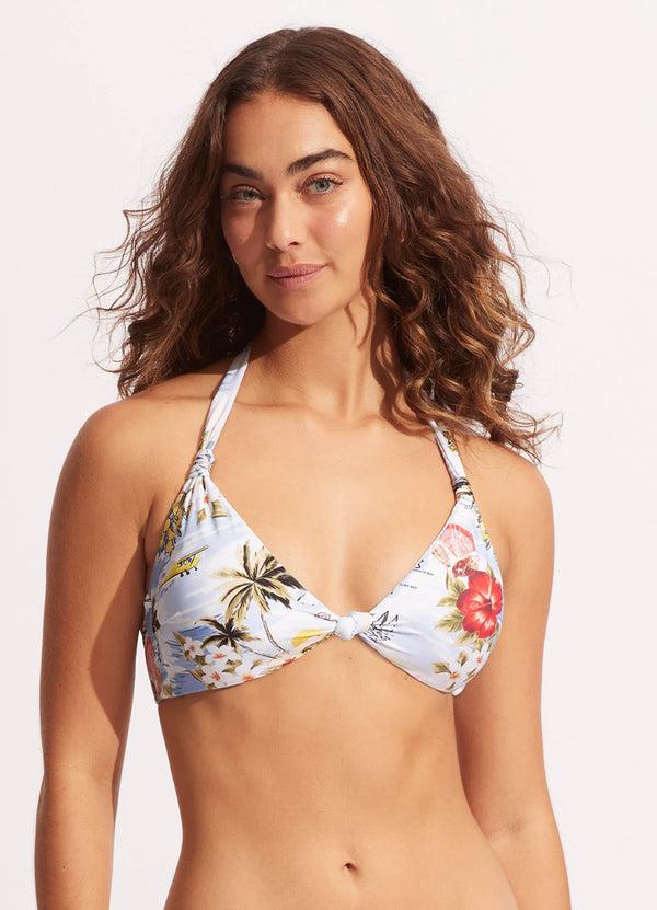 Seafolly Coast To Coast Knot Front Halter Bra - Powder Blue
