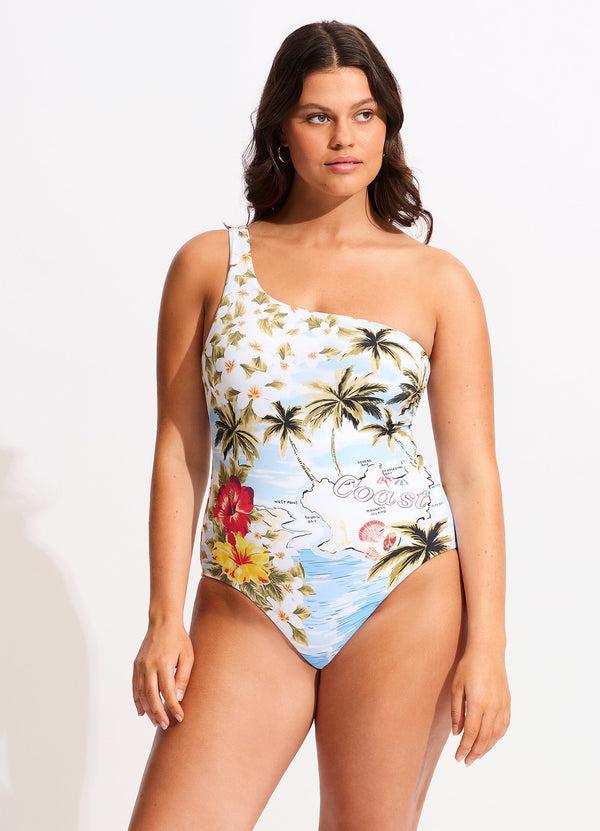 Seafolly Coast To Coast One Shoulder One Piece - Powder Blue
