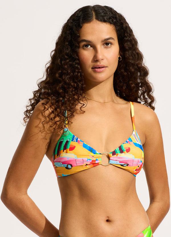 Seafolly Cuba Ring Front Triangle Bikini Top - Turquoise