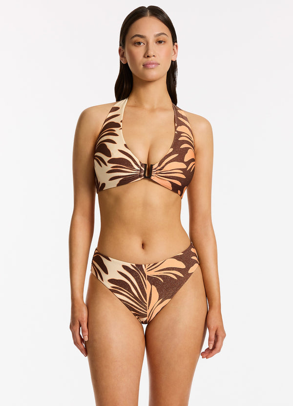 Seafolly Dahlia Palm Full Coverage Bikini Bottom - Chocolate