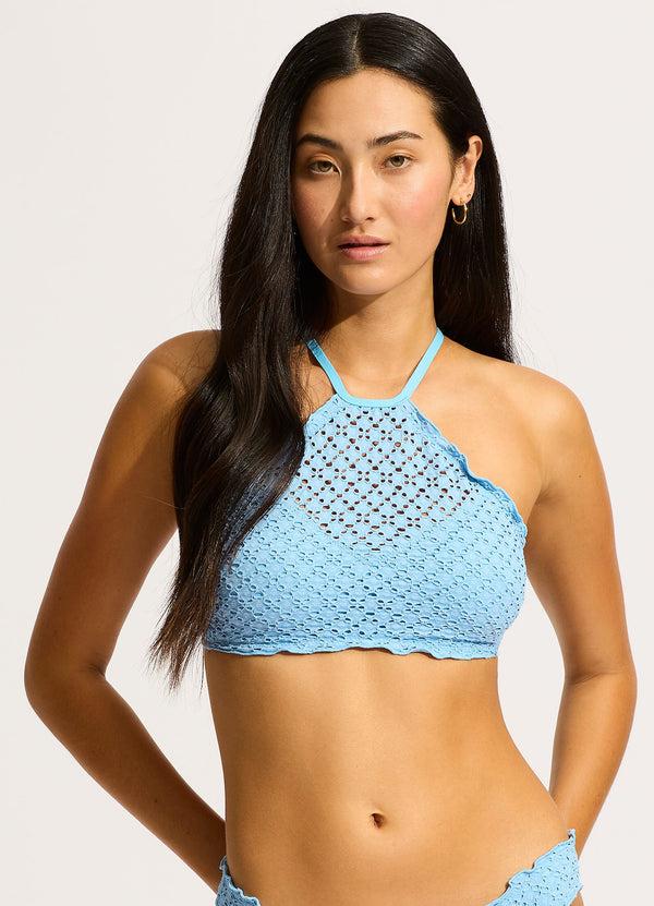 Seafolly Daydreamer High Neck Tank Bikini Top - Powder Blue