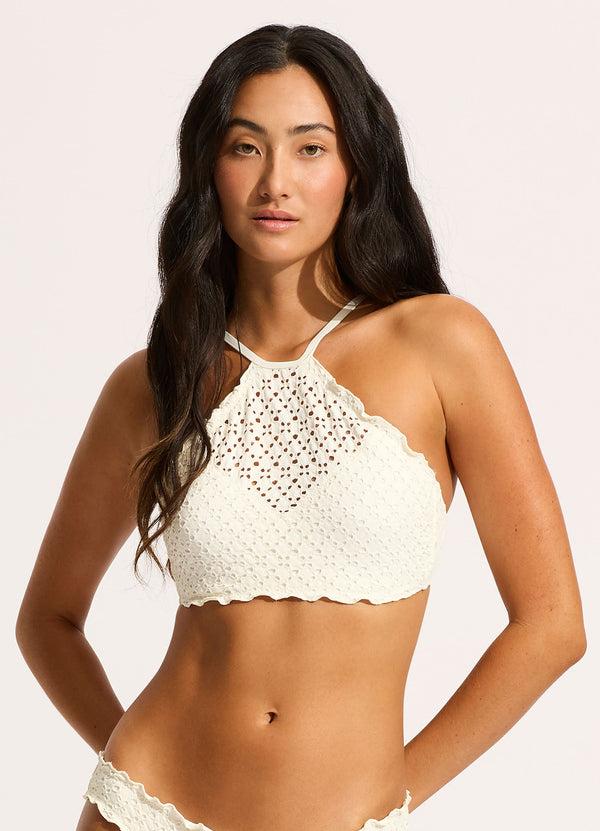 Seafolly Daydreamer High Neck Tank Bikini Top - Vanilla