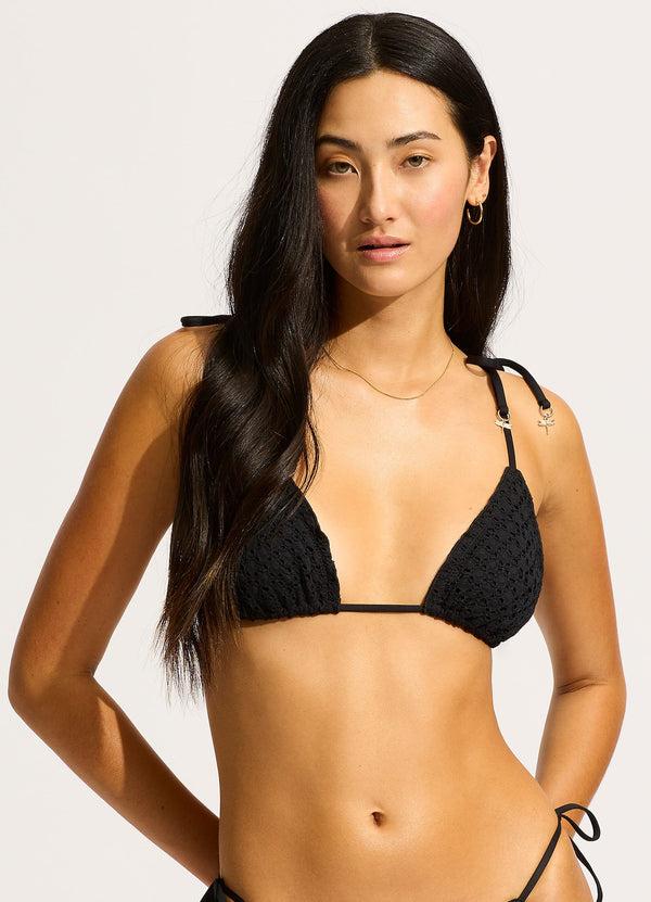 Seafolly Daydreamer Slide Triangle Bikini Top - Black