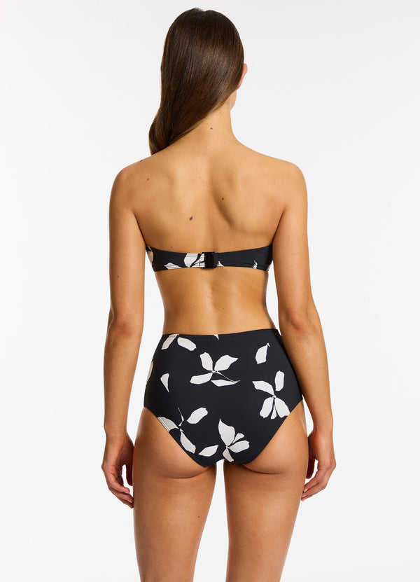 Seafolly Elora Bloom High Waist Bikini Bottom - Black