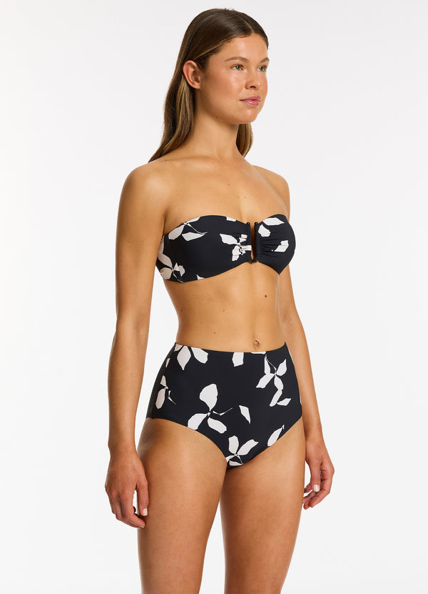 Seafolly Elora Bloom High Waist Bikini Bottom - Black