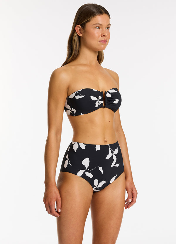 Seafolly Elora Bloom Moulded Bandeau Bikini Top - Black