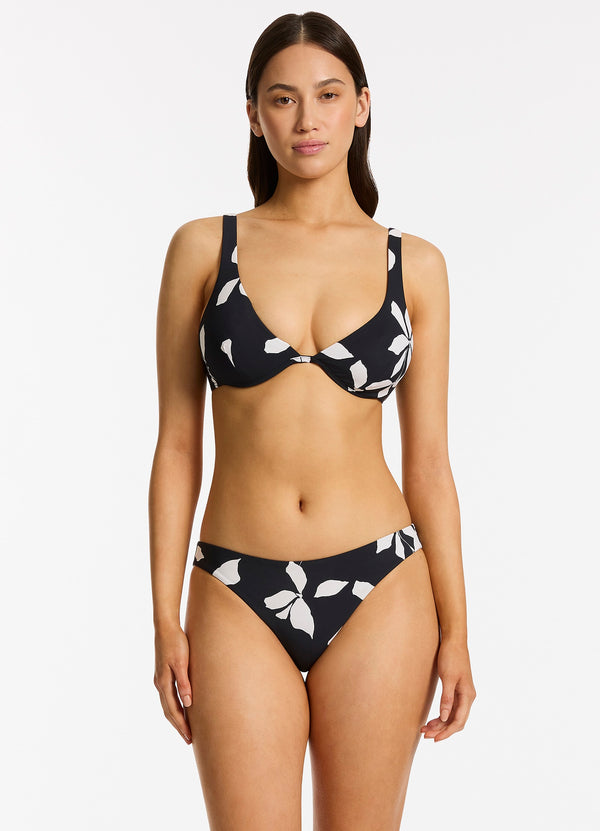 seafolly Elora Bloom Underwire Triangle Bikini Top - Black
