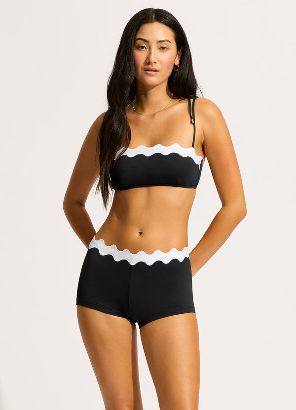 seafolly Gia Ric Rac Bustier Bandeau Bikini Top - Black