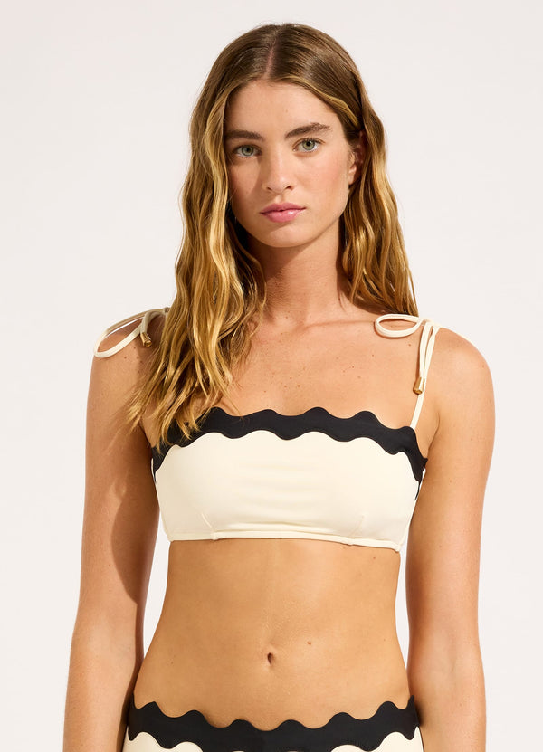 Seafolly Gia Ric Rac Bustier Bandeau Bikini Top - Ecru