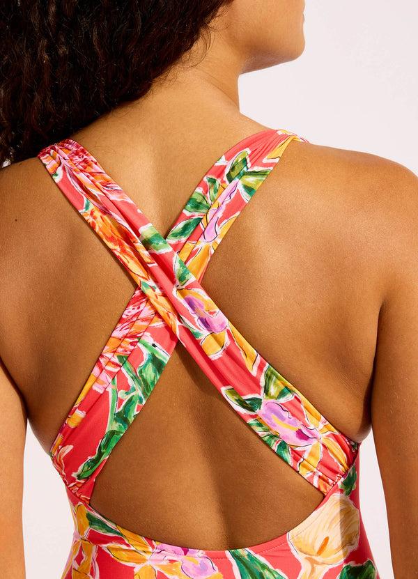 Seafolly Hothouse Flowers V Neck One Piece Swimsuit