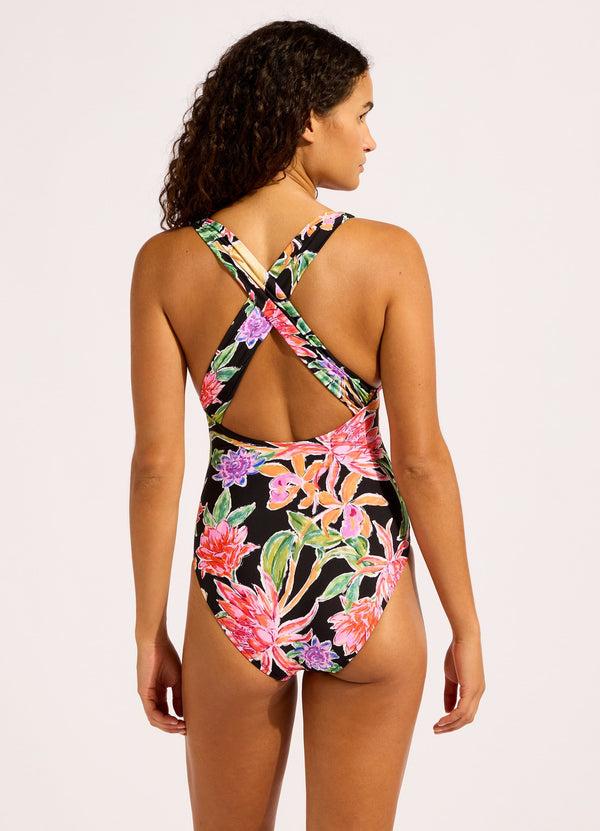 Seafolly Hothouse Flowers V Neck One Piece Swimsuit