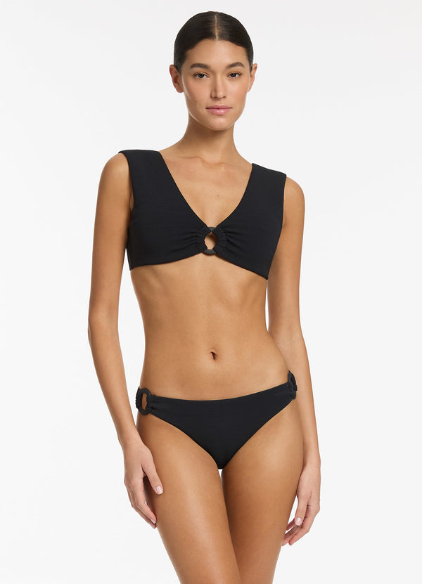 seafolly Isla Rib Trim Side Hipster Bikini Bottom - Black
