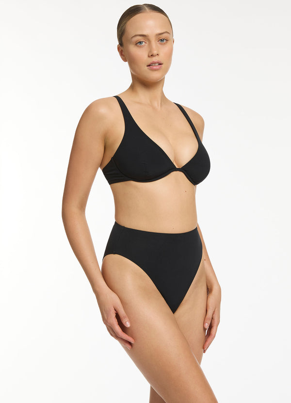 Seafolly Jetset D-DD Underwire Triangle Bikini Top - Black