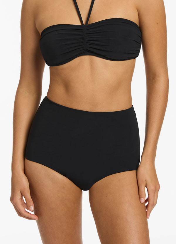 Seafolly Jetset High Waist Boyleg Bikini Bottom - Black