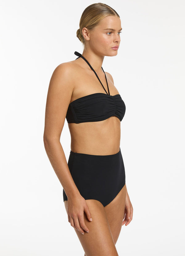 Seafolly Jetset High Waist Boyleg Bikini Bottom - Black