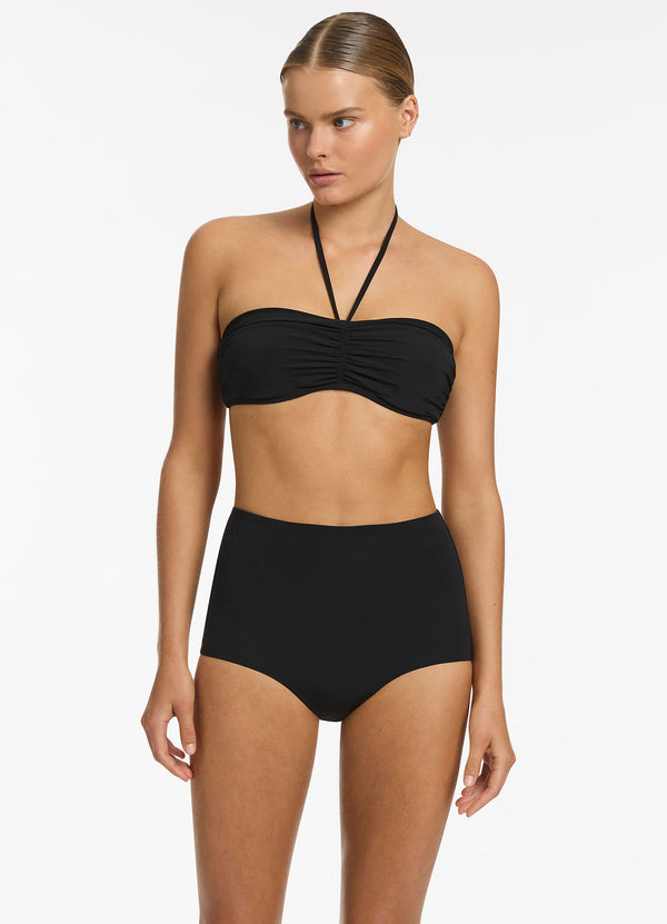 seafolly Jetset High Waist Boyleg Bikini Bottom - Black
