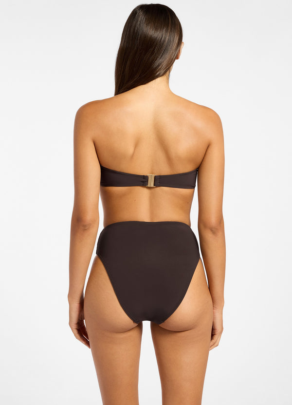 Seafolly Jetset High Waisted Bikini Bottom - Chocolate