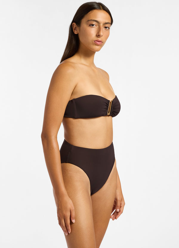 Seafolly Jetset High Waisted Bikini Bottom - Chocolate