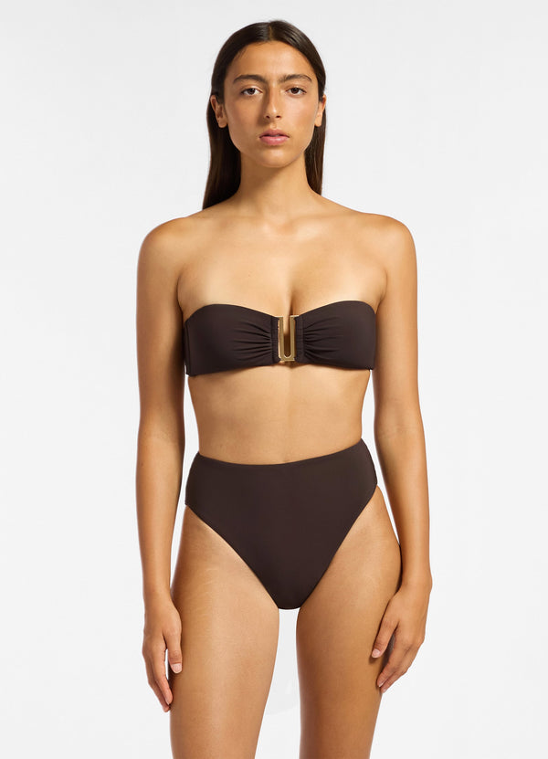 Seafolly Jetset High Waisted Bikini Bottom - Chocolate
