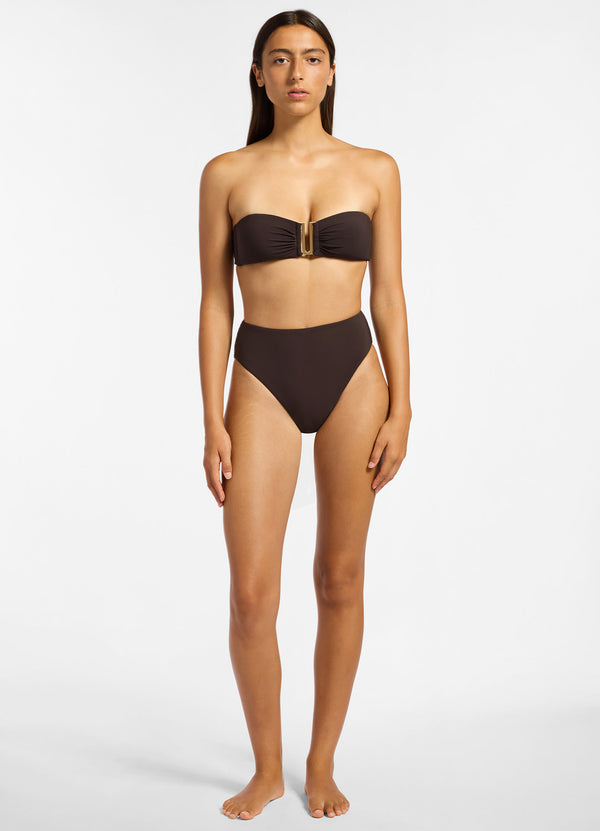 seafolly Jetset High Waisted Bikini Bottom - Chocolate
