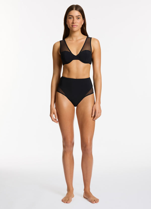 seafolly Jetset Lure High Waist Bikini Bottom - Black