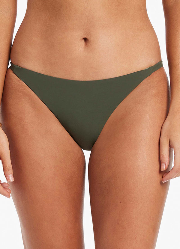 Seafolly Jetset Skinny Side Hipster Bikini Bottom - Olive
