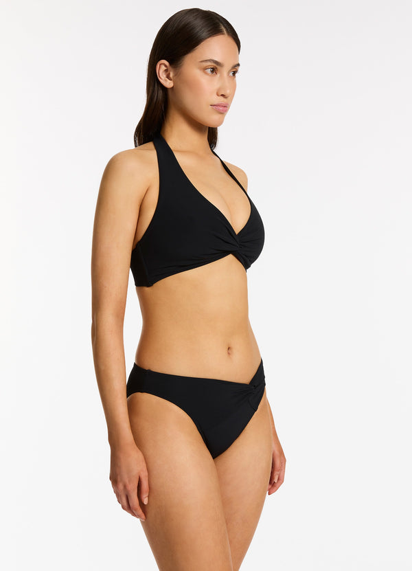 Seafolly Jetset Twist Front Hipster Bikini Bottom - Black