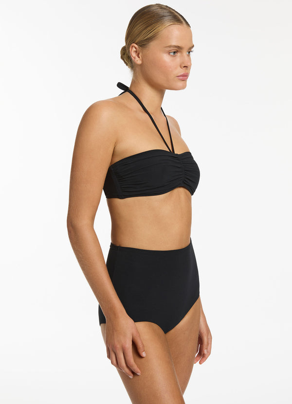 Seafolly Jetset Underwire Bandeau Bikini Halter Top - Black