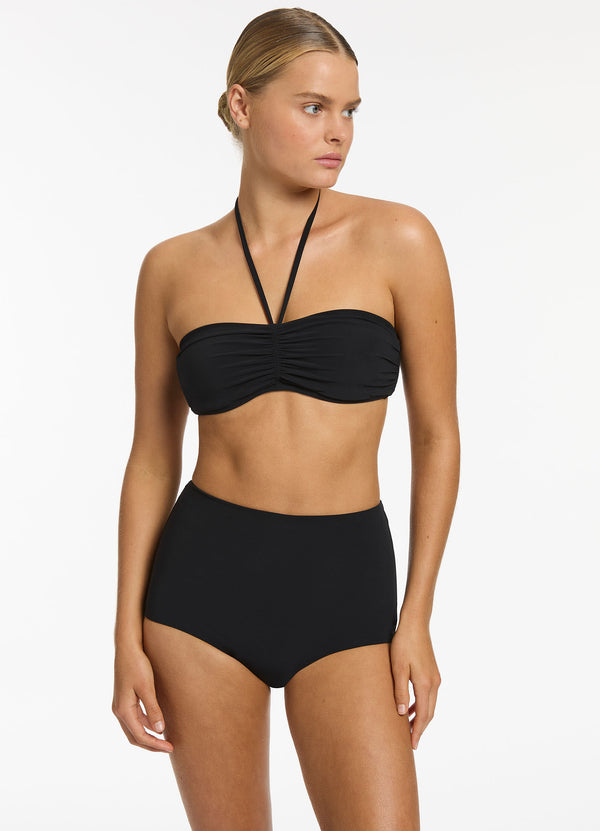 seafolly Jetset Underwire Bandeau Bikini Halter Top - Black
