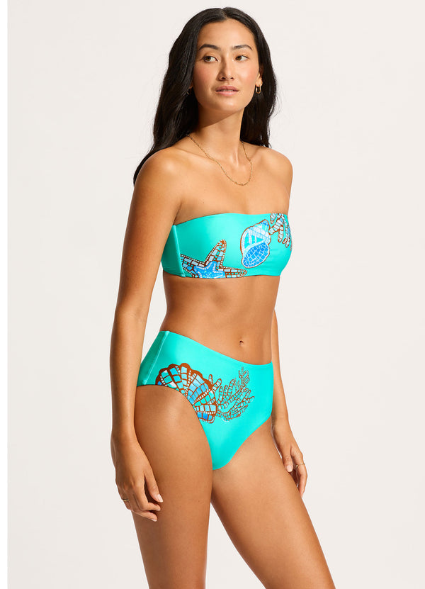 Seafolly La Mer High Waisted Bikini Bottom - Aquatic Blue